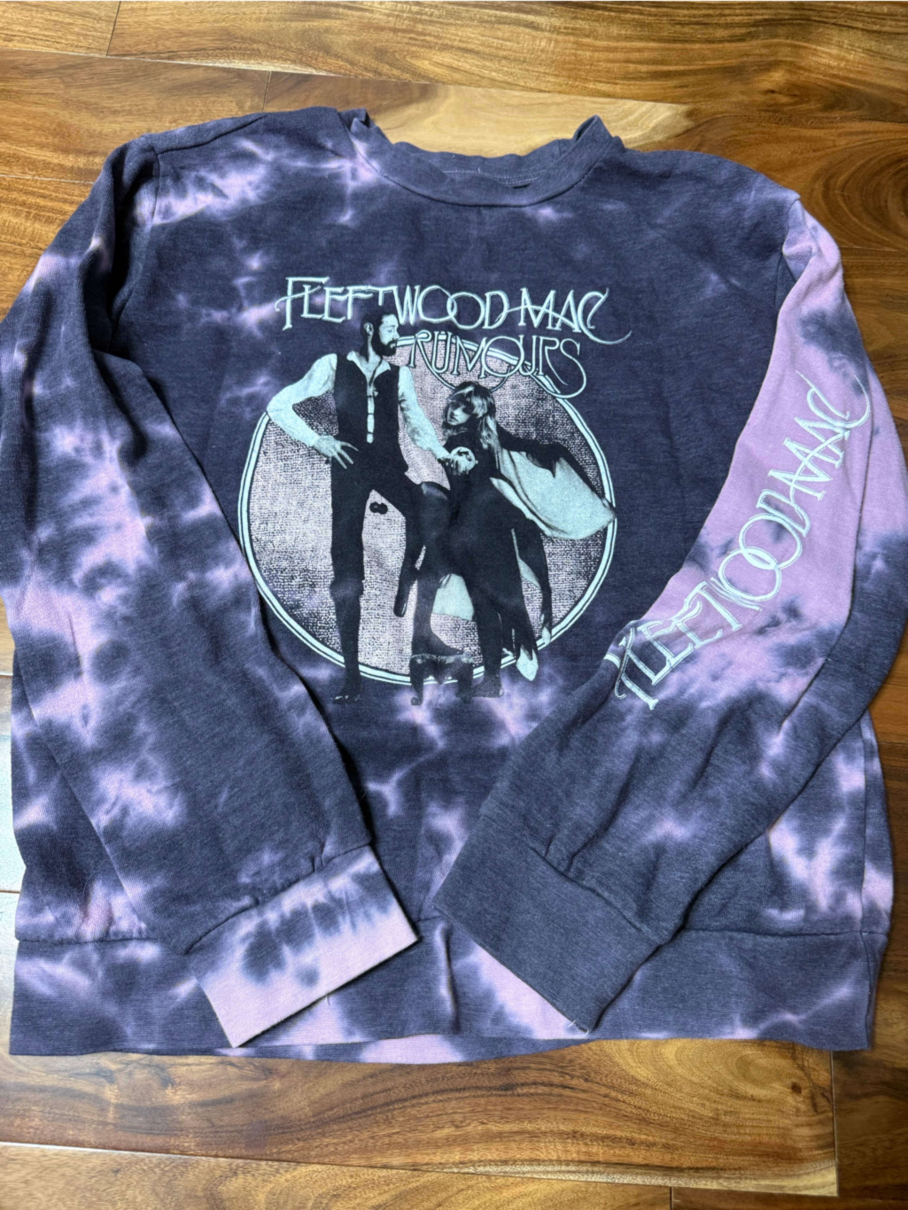 Tie-Dye Graphic Band Sweatshirt In Black & Lavender